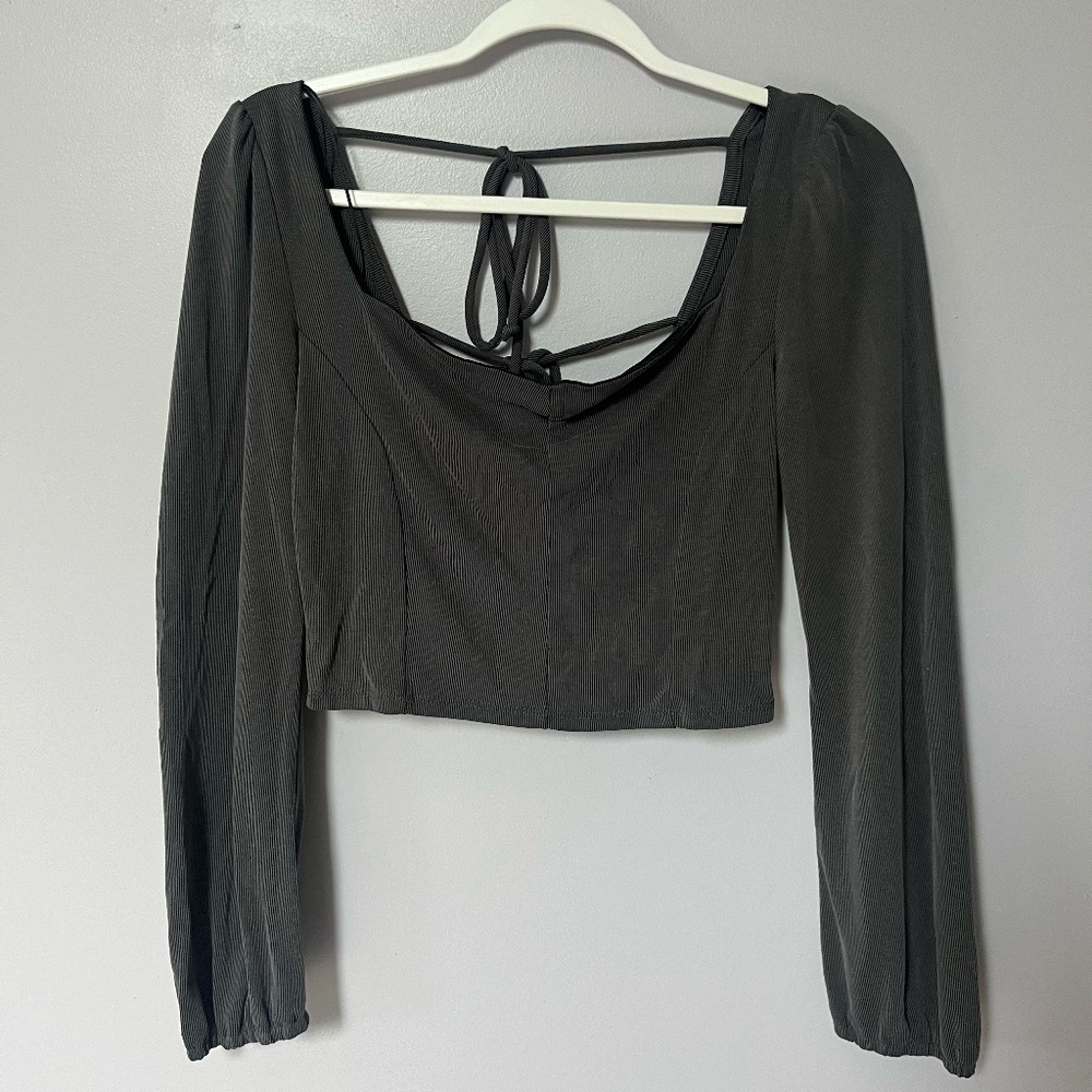 Gray Ribbed Long Sleeve